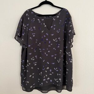 torrid Black Floral Flutter-Sleeve Blouse
